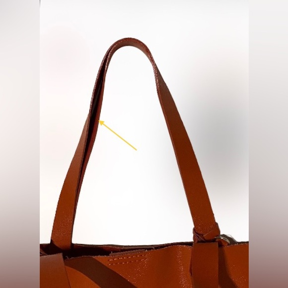 PULICATI Red Saffiano Genuine Italian Leather Large Shopper Tote Bag with Strap - Picture 12 of 14